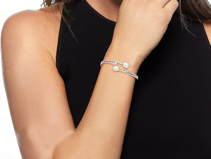 Sterling Silver Twisted Pearl Cuff Bracelet