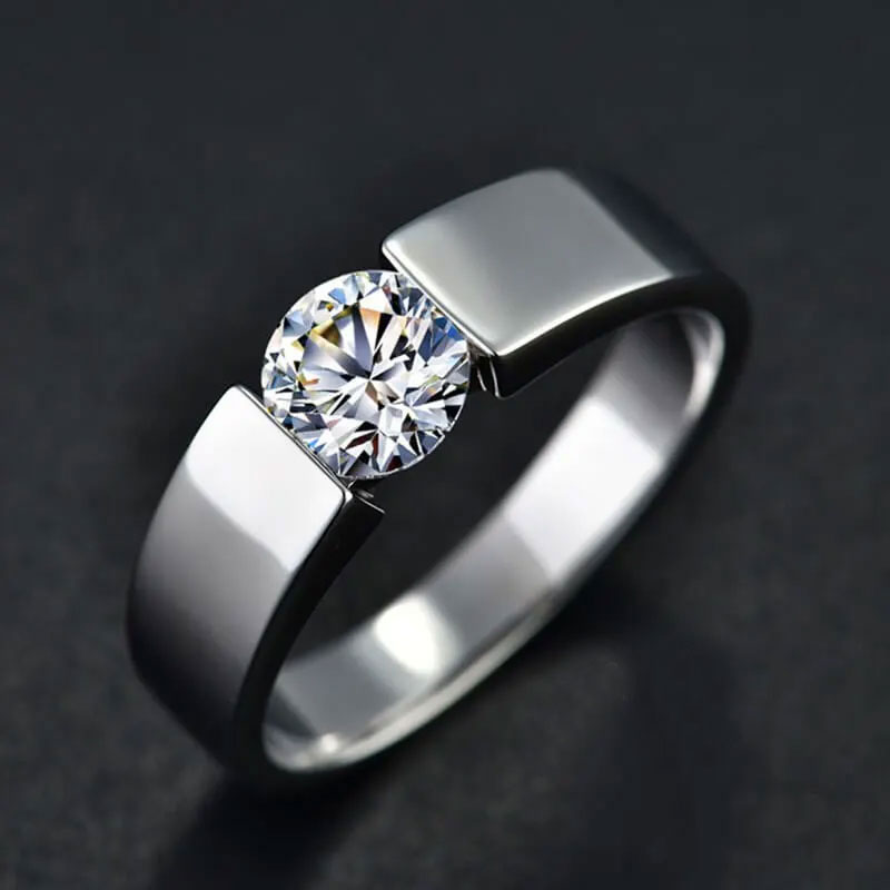 Modern Solitaire CZ Diamond Ring