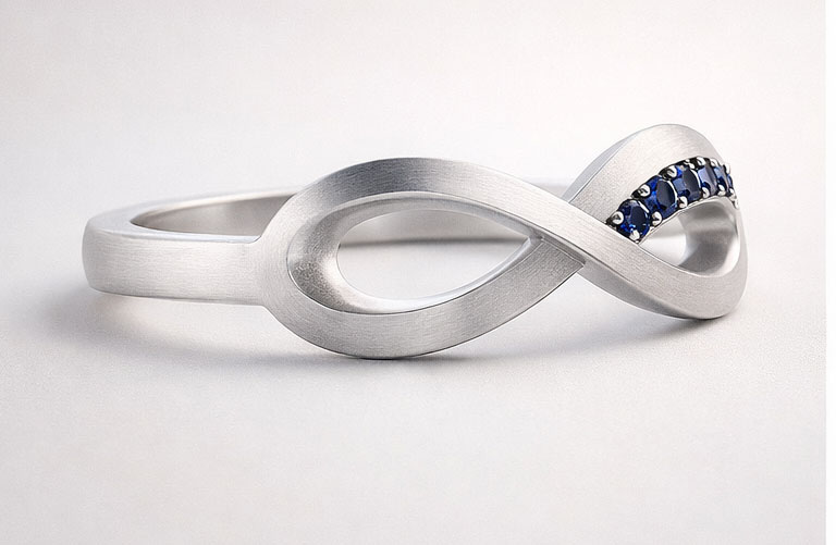 Infinity Silver Bracelet with Blue Gemstones