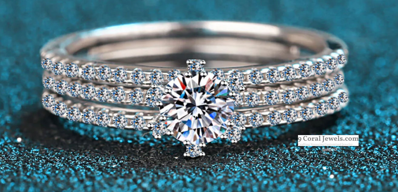 Elegant Cubic zircon Diamond Engagement Ring Set