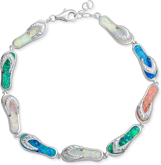Colorful Flip-Flop Opal Bracelet – 925 Sterling Silver