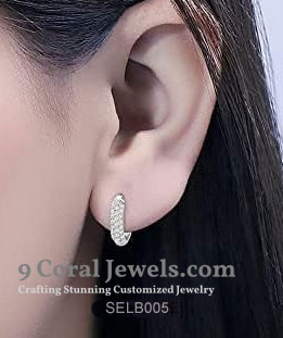 Sterling Silver Crystal CZ Hoop Earrings