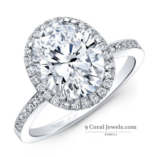 Oval Halo Cubic Zircon Diamond Engagement Ring