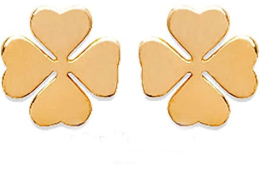 Gold Four-Leaf Clover Stud Earrings in Sterling Silver