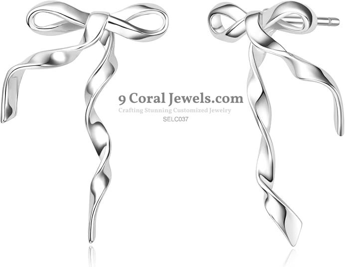 Silver Ribbon Bow Earrings