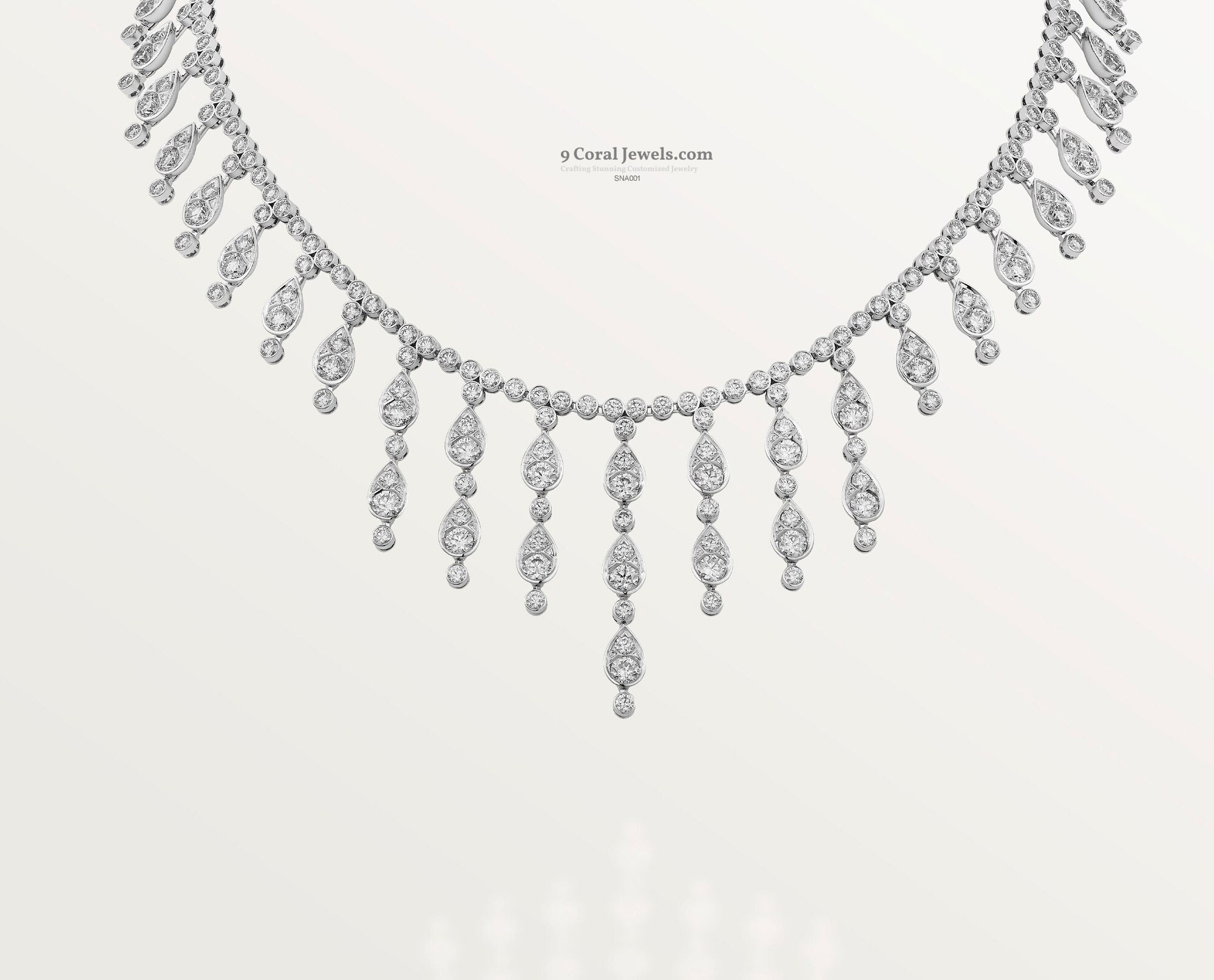 925% Sterling Silver Cubic Zirconia Drop Necklace