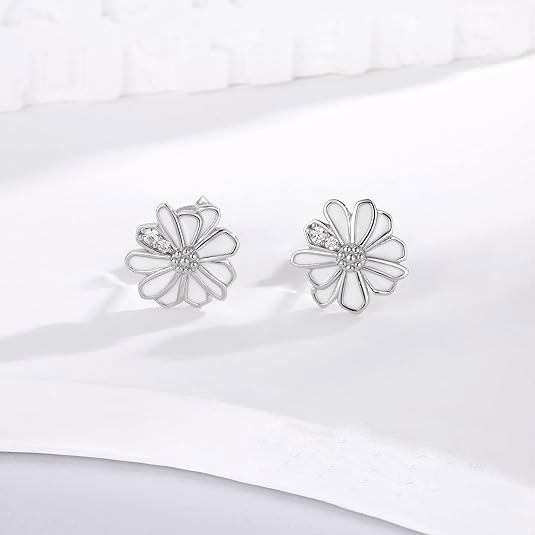 Sterling Silver Flower Stud Earrings