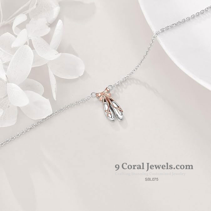 Ballet Slippers Bracelet – 925 Sterling Silver with Rose Gold Accent