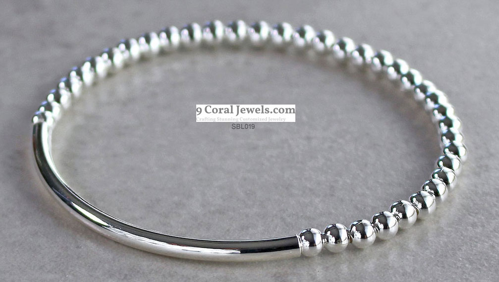 Sterling Silver Beaded Bangle