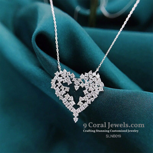 CZ Diamond Heart Pendant Necklace