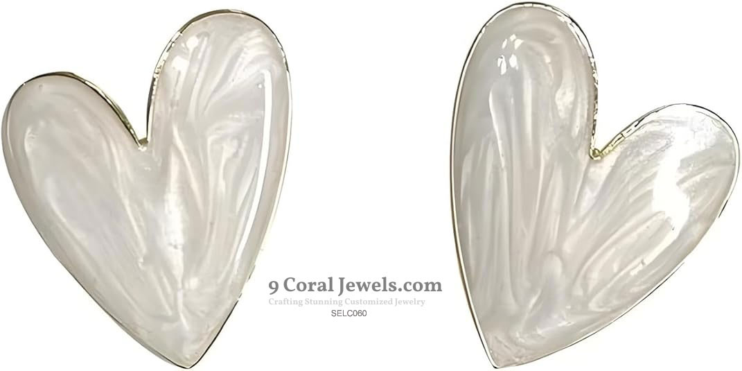 925% Sterling Silver Heart-Shaped Mother of Pearl Earrings