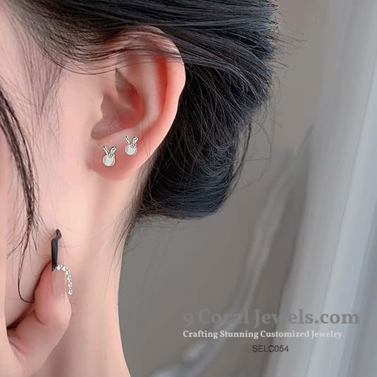 Sterling Silver Bunny Stud Earrings