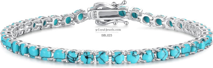 Sterling Silver Turquoise Tennis Bracelet