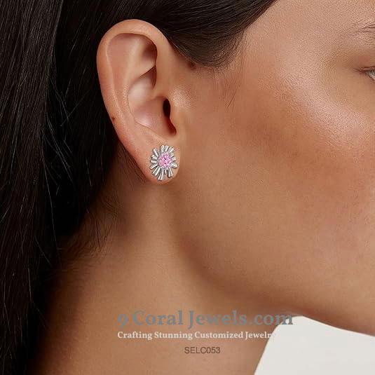Sterling Silver Daisy Stud Earrings