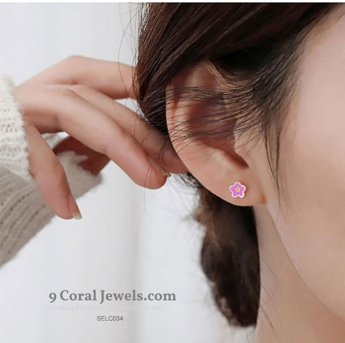 Pink Flower Stud Earrings