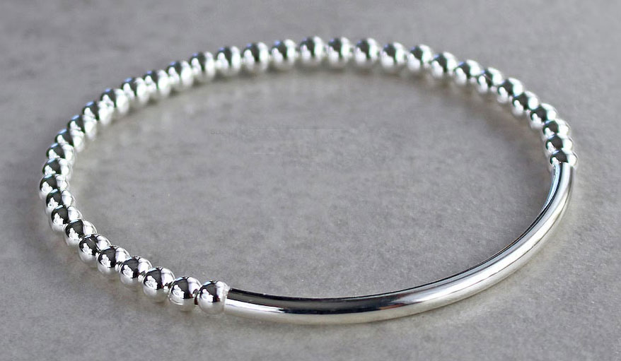 Sterling Silver Beaded Bangle