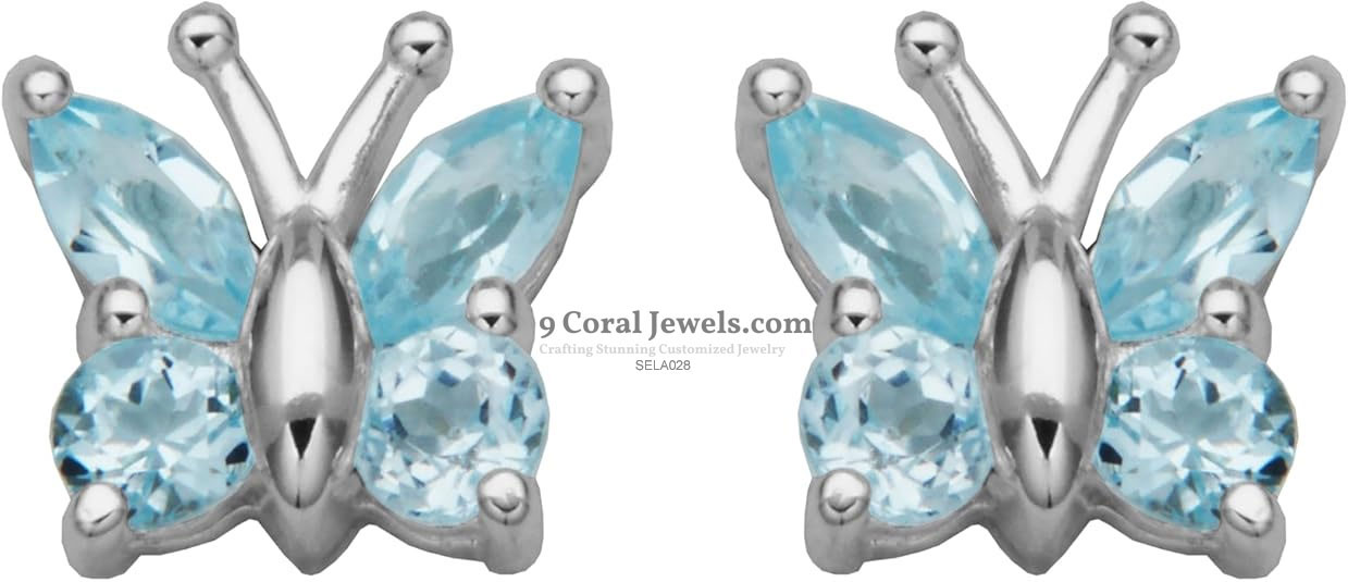 Butterfly Gemstone Stud Earrings