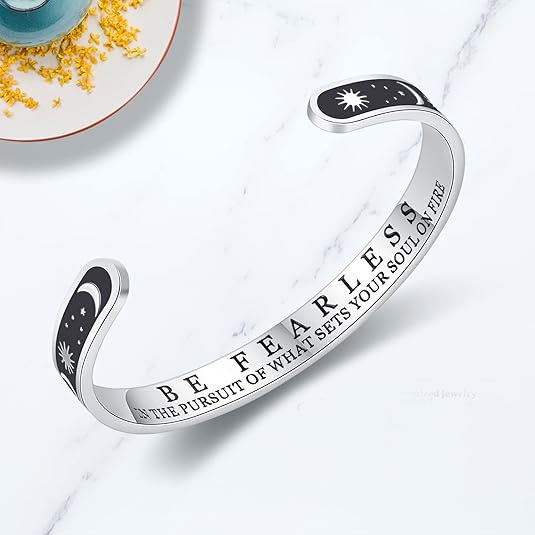 Sterling Silver Moon and Sun Engraved Cuff Bracelet