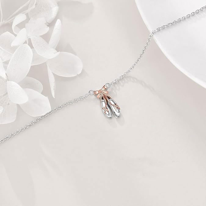 Ballet Slippers Bracelet – 925 Sterling Silver with Rose Gold Accent
