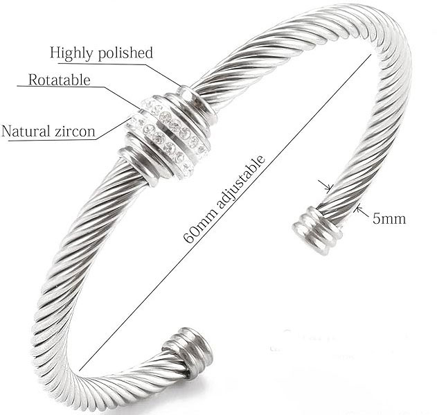 925% Sterling Silver Cable Cuff Bracelet