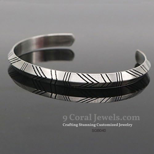 Silver Chevron Pattern Bracelet