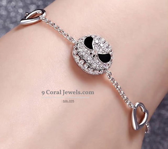 Silver Skull Heart Bracelet