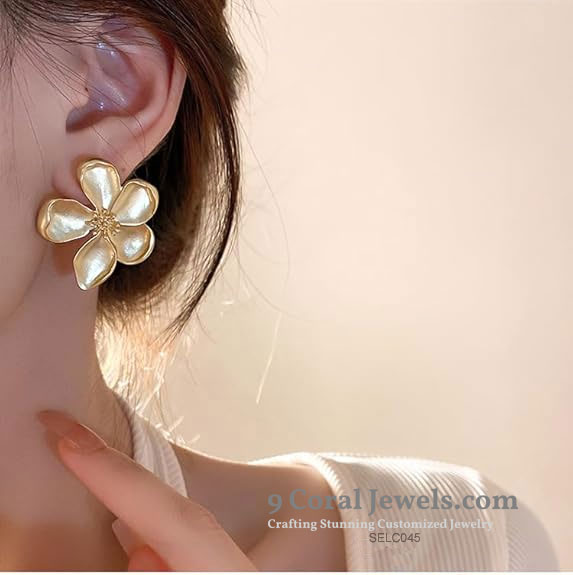 Gold Plated 925% Sterling Silver Flower Stud Earrings