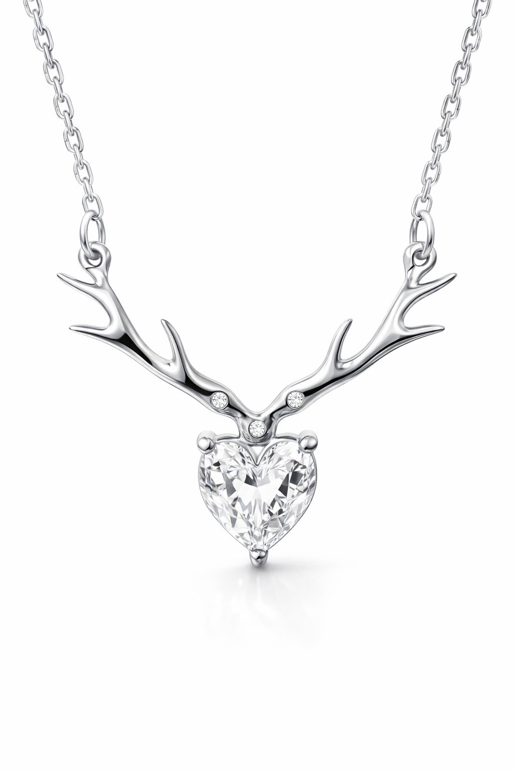 Deer Antler Heart Necklace - 925% Sterling Silver