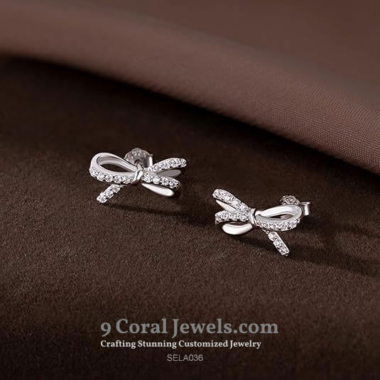 925% Sterling Silver Elegant Bow-Shaped Stud Earrings
