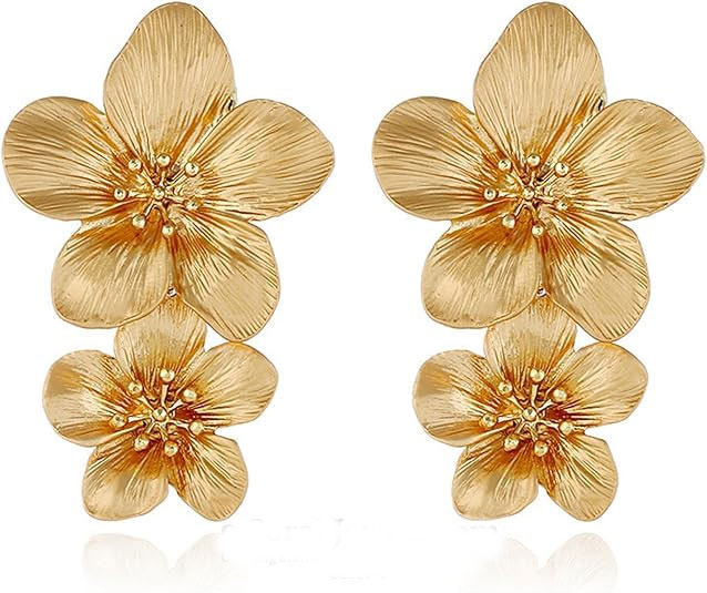Sterling Silver, Gold Plated Floral Drop Earrings