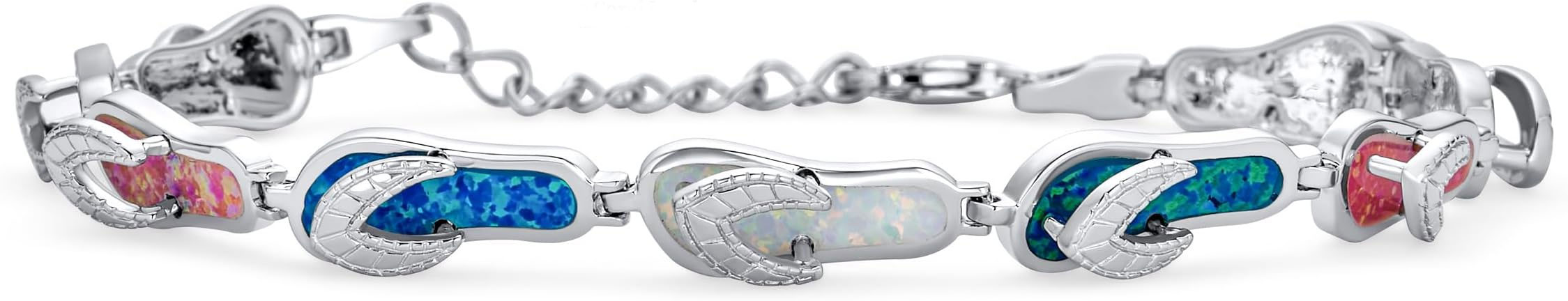 Colorful Flip-Flop Opal Bracelet – 925 Sterling Silver