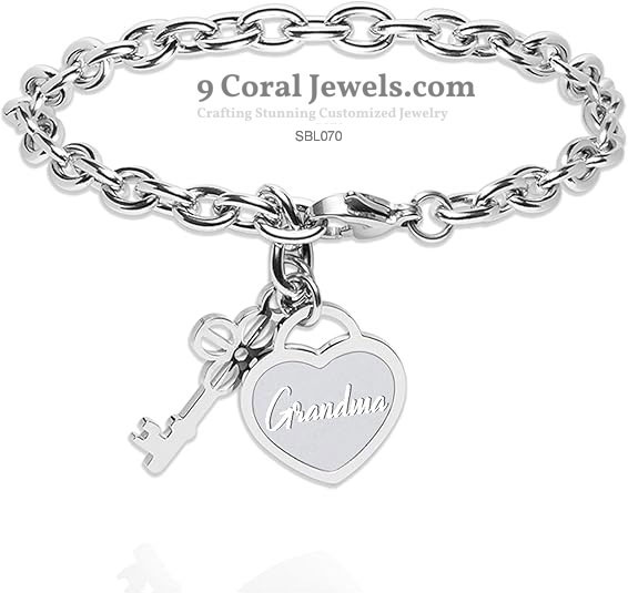 Beaded Heart Initial Bracelet – 925 Sterling Silver
