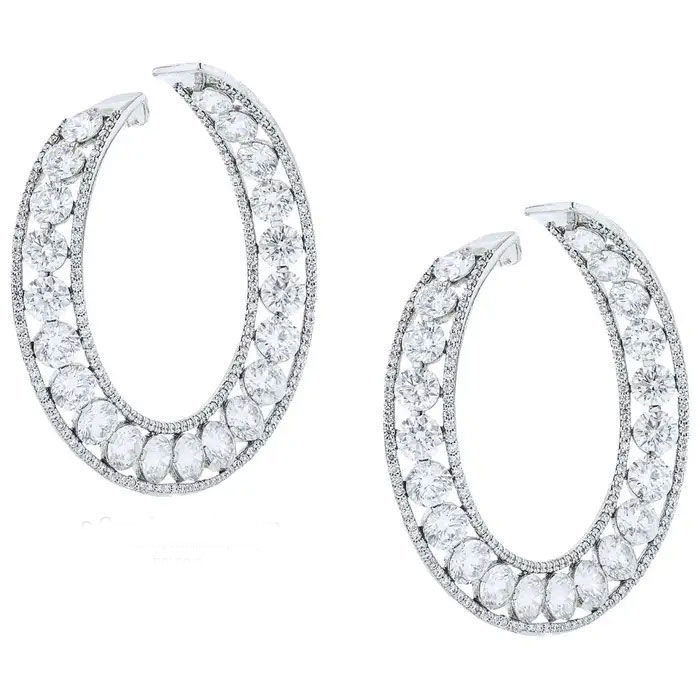 925% Sterling Silver CZ Diamond Hoop Earrings