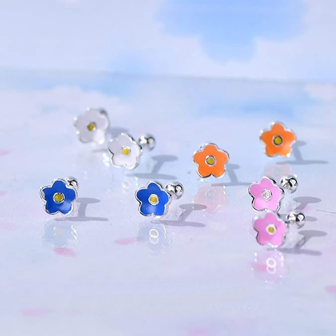 Pink Flower Stud Earrings