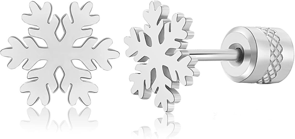 Snowflake 925% Sterling Silver Stud Earrings