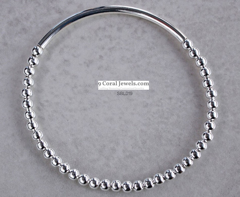 Sterling Silver Beaded Bangle