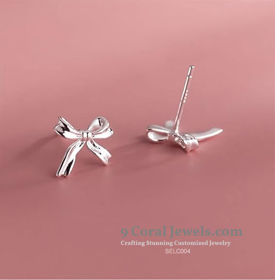 Silver Bow Knot Stud Earrings