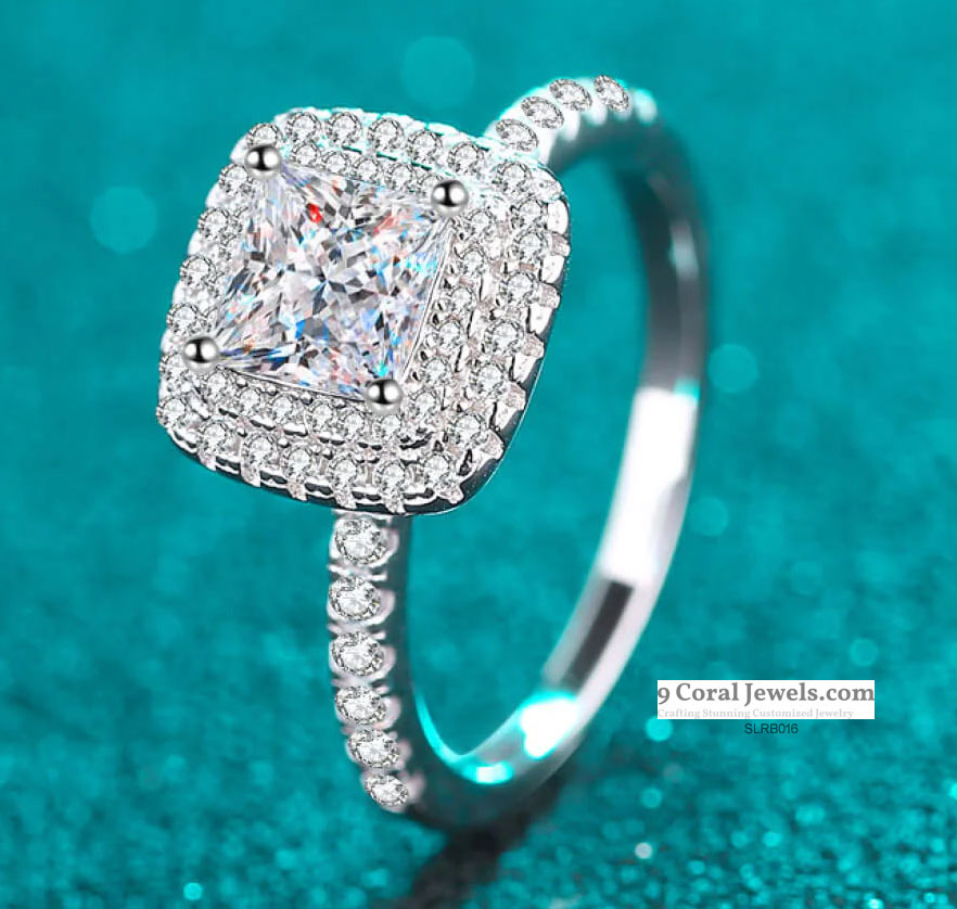 Elegant Princess Cut CZ Diamond Ladies Ring