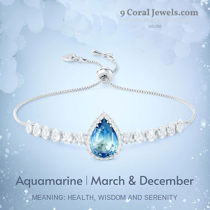 925 Sterling Silver Blue Teardrop CZ Adjustable Bracelet