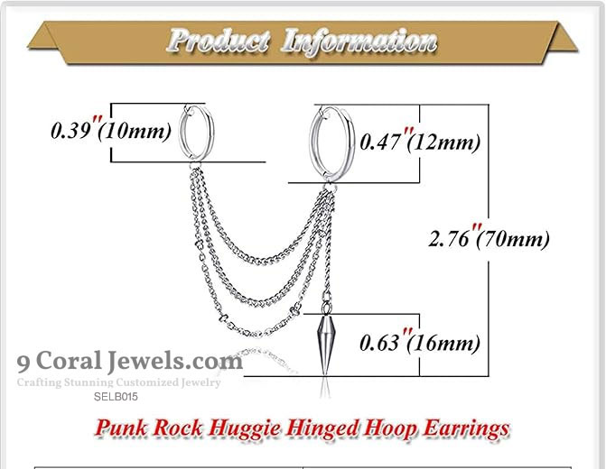 Silver Dangle Hoop Earrings with Chains