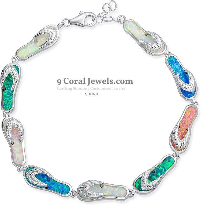 Colorful Flip-Flop Opal Bracelet – 925 Sterling Silver