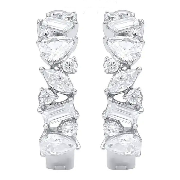 Silver hoop earrings with cubic zirconia stones