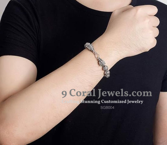 Sterling Silver Skull Bracelet