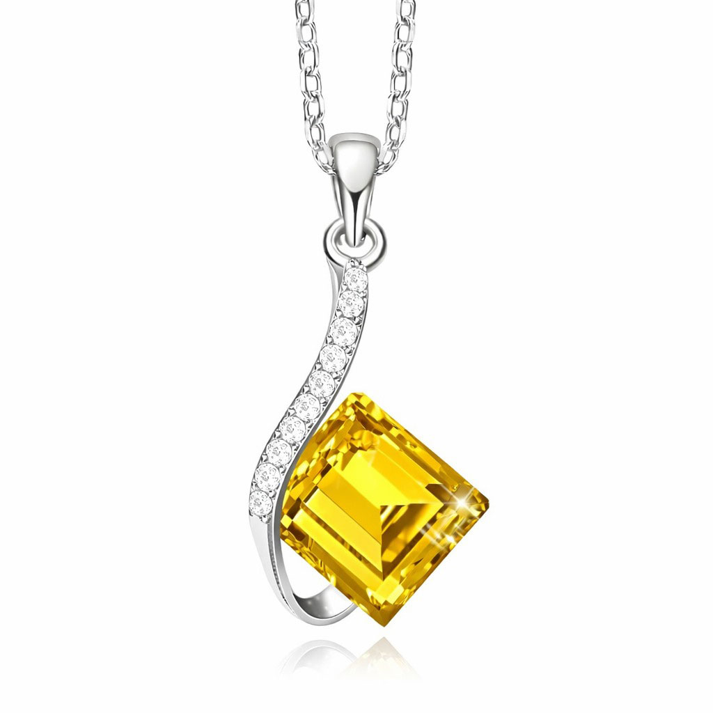 Yellow Crystal Pendant Necklace