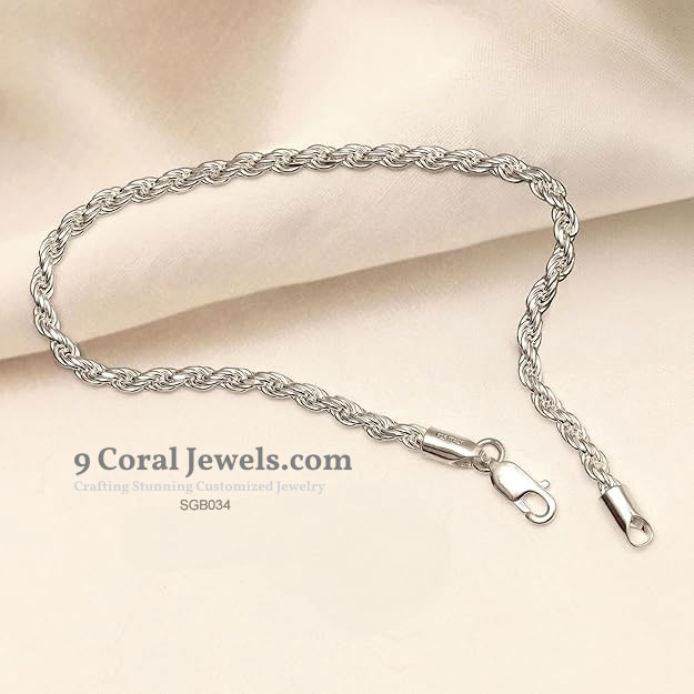 Sterling Silver Rope Chain Bracelet