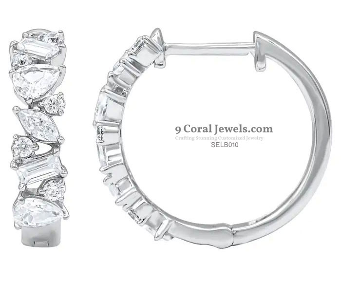 Silver hoop earrings with cubic zirconia stones