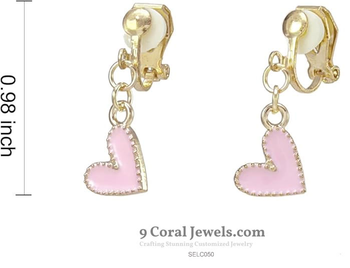 Pink Heart Clip-On Earrings