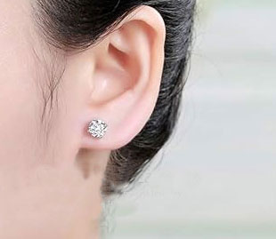 Sterling Silver Round Cut Stud Earrings