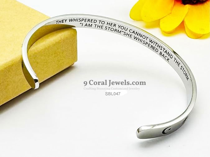 925% Sterling Silver Inspirational Moon and Sun Cuff Bracelet