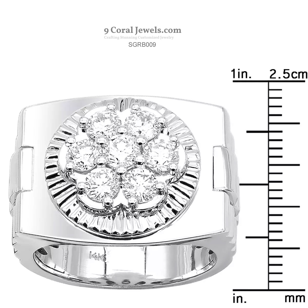Men's Cubic Zircon Diamond Cluster Ring